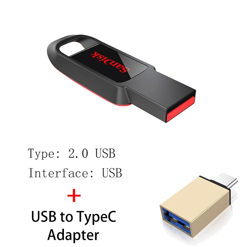 Флеш-накопитель USB sandisk 32, 64, 128, 16 ГБ, мини-накопитель 128 ГБ, 64 ГБ, 32 ГБ, 16 ГБ, флеш-накопитель 2,0, USB флешка, диск на ключ, память для телефона - Цвет: CZ61 B
