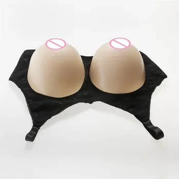 

3600g/set Realistic Silicone Bra Breast Forms Set Shemale Silicone Boobs Huge Cup Fake Breast In Open Bra Needn't Glue