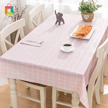 

Brief Plaid Waterproof Tablecloth Living Room Kitchen PVC Plastic SoftGlass Table Cloth Rectangle Dinning Table Cover Mat Cozy