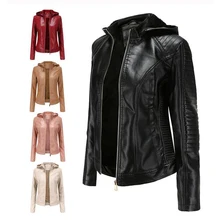 FAKUNTN  NF6677 top quality women's Women's plush leather jacket short warm Hooded Autumn And Winter DHL free shipping