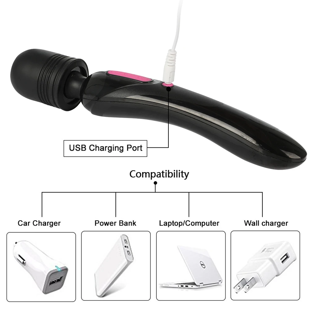 Magic Wand Powerful Vibrator Body Massager Clitoral Vibrator Rechargeable AV Vibrator Adult Sex Toys for Women Adult Sex Product (1)