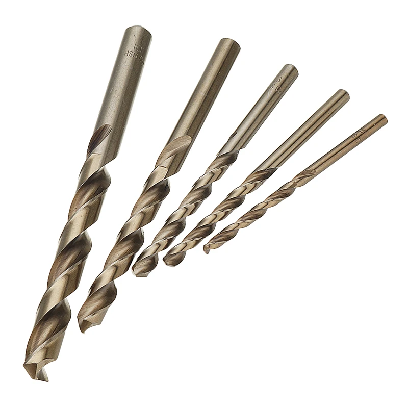 5PCS HSS Cobalt Drill Bits For Hard Metal Stainless Steel 4/5/6/8/10mm 