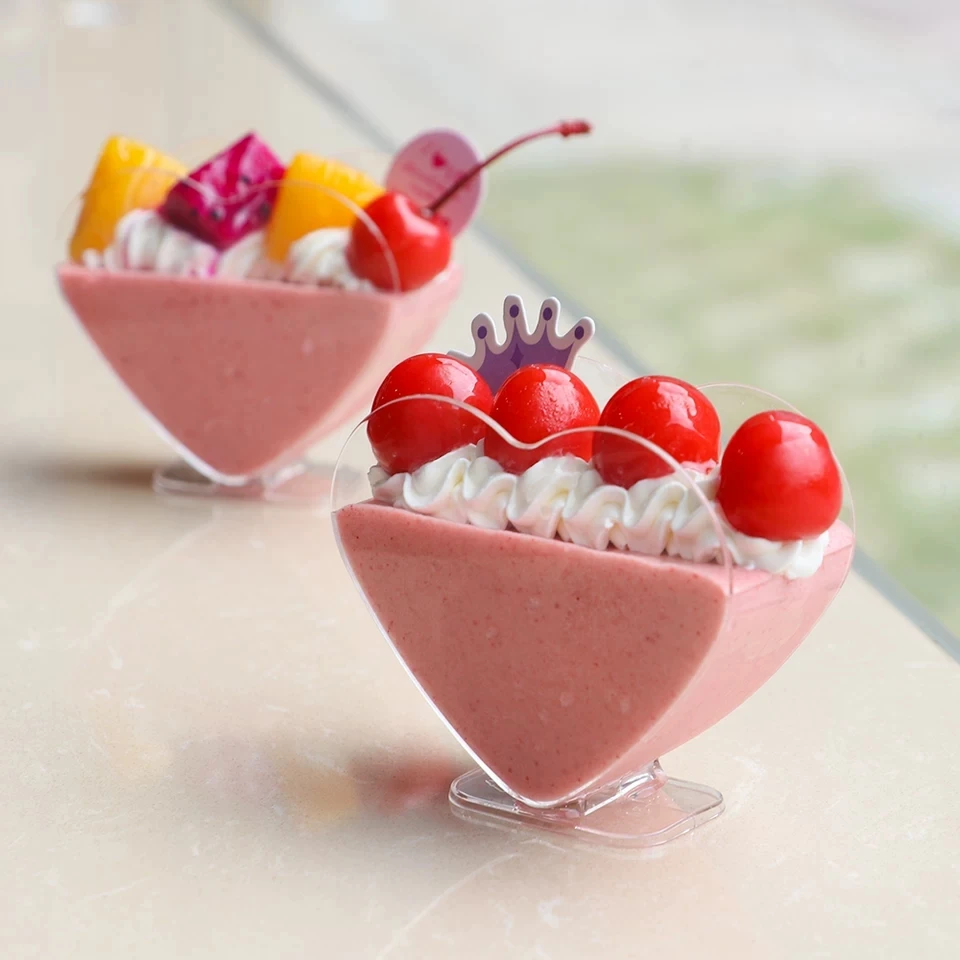 40PCS Mousse Dessert Heart-shaped Cups Plastic Pudding cup Disposable Party Milk Convenient Tiramisu Wedding Birthday Ice Cream | Дом и сад