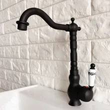 Кухонный кран, черный латунный кран, 360 градусов, поворотный, с одной ручкой, для раковины, винтажный кухонный смеситель, кран Knf358