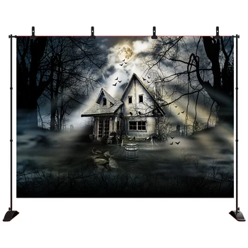 

Acejoker Halloween Horrifying House in Dark Cemetery Ghost Skull Photography Background Vinyl Photo Studio Props