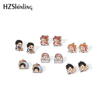 

2020 New Kawaii Haiyuu Boys Stud Earring Anime Volleyball Acrylic Earrings Resin Epoxy Jewelry Shrinky dinks Earring