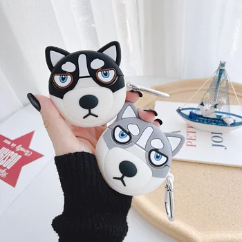 

Cute Animal Dog Silicone Cases for Airpods Pro and Airpods 2 1 Cartoon Cover With Carabiner
