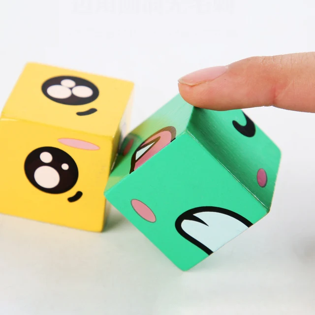 Cartoon Emoticons Magic Blocks Emoticons Expression Changes Wooden Toys for Children Parent-child Board Game 5