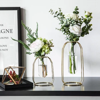 

Vases for Flowers Transparent Hydroponic Glass Vase Gold Vase Home Decoration Accessories Modern Nordic Living Room Decoration