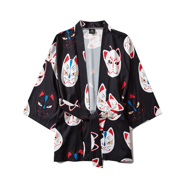 Женское кимоно с принтом кардиган рубашка японское женская блузка Yukata мужская