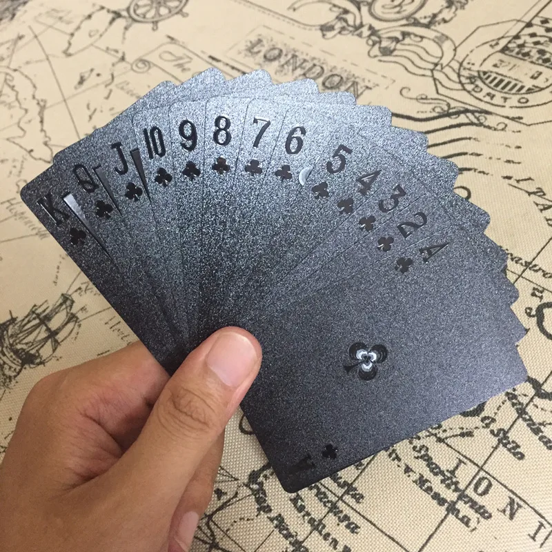 54x wasserdichte PVC Spielkarten Set usd Silber Poker Karte Zaubertricks Werk MV 
