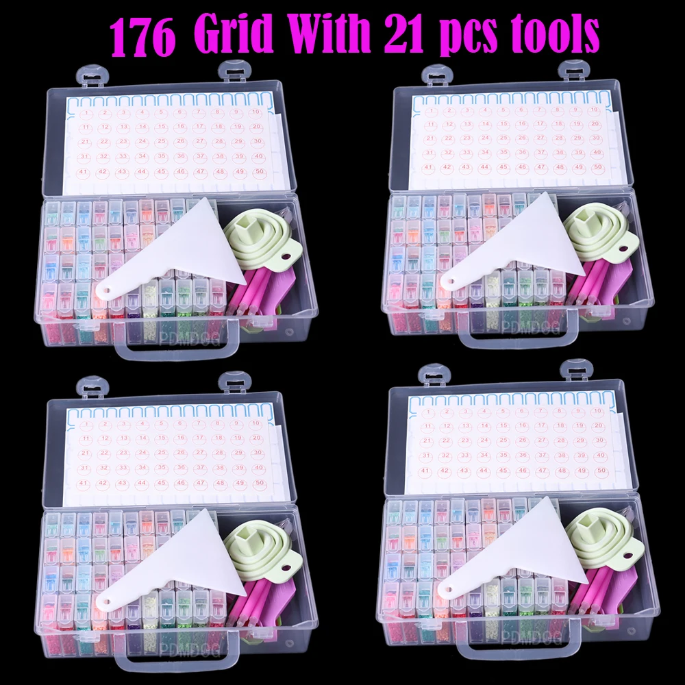 

Пластиковая коробка 176, разборные аксессуары для алмазной живописи, чехлы для алмазной вышивки, полипропиленовый Органайзер, контейнер для домашнего хранения