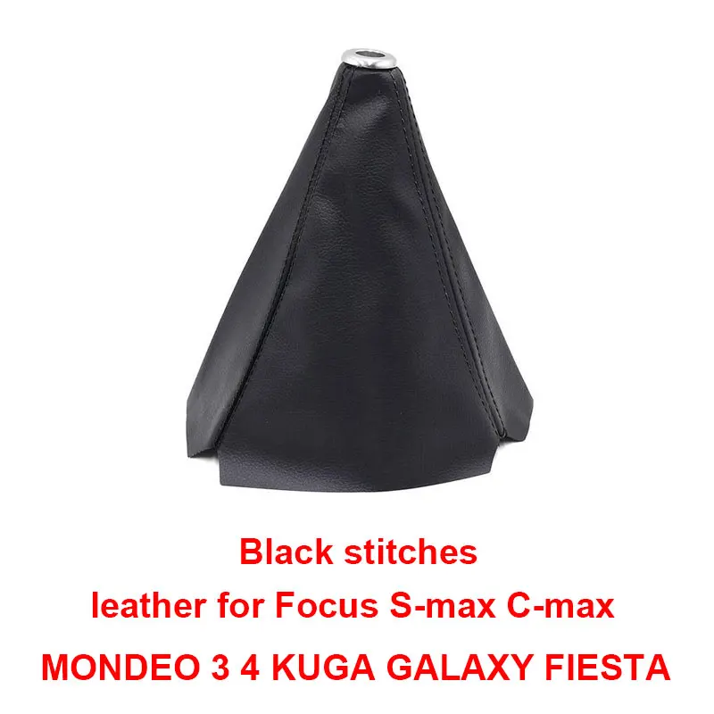 Серебристая/черная Автомобильная Шестерня Мануэль Ручка переключения для FORD FOCUS MK2 MONDEO MK3 C-MAX S-MAX TRANSIT GALAXY FIESTA - Название цвета: black leather