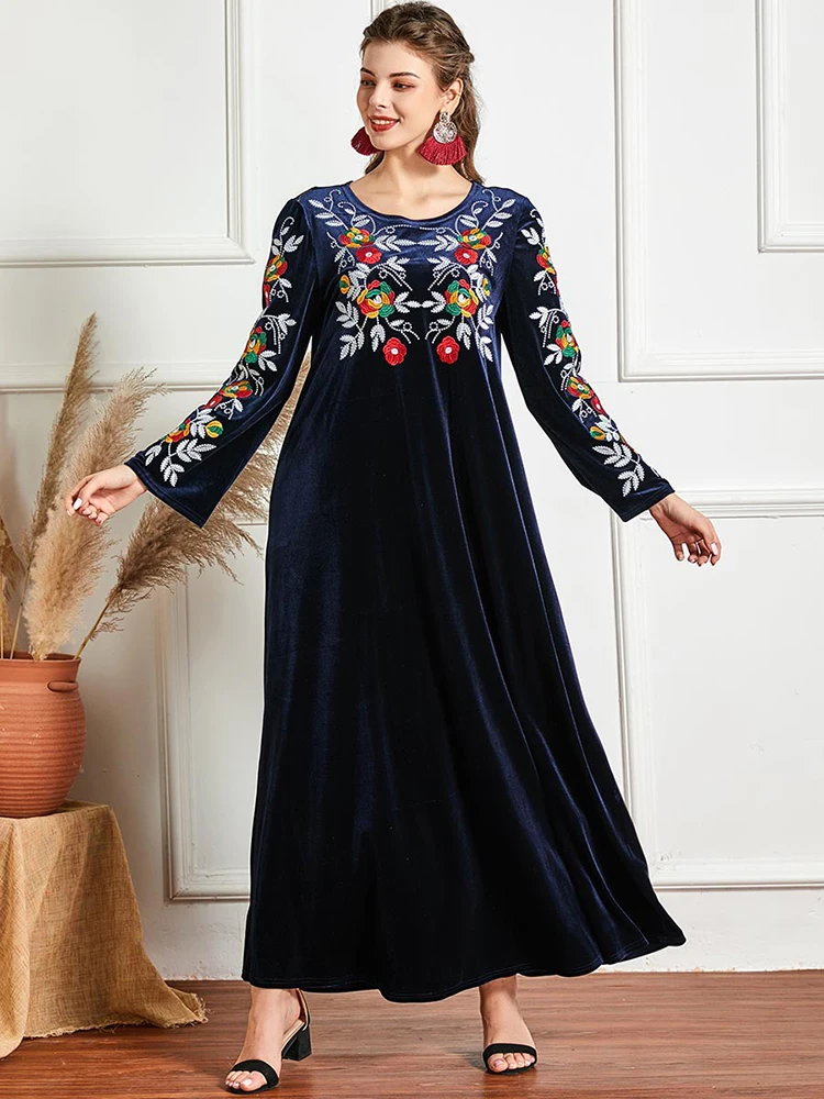 Vestido Longo Plus Size Velvet Abaya Dubai Turkey Islam Moroc Arabic Muslim Hijab Dress For Women Robe Longue Femme Musulmane Vestido Longo Plus Size Velvet Abaya Dubai Turkey Islam Moroc Arabic Muslim Hijab Dress For Women Robe Longue Femme Musulmane