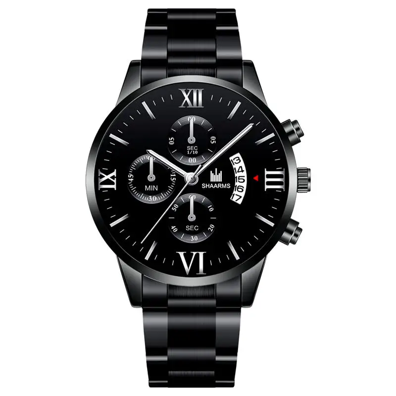 

Luxury Black Business Men Watch Stainless Steel Band Quartz Man Wristwatch Male Fashion Military Date Watches Relogio Masculino