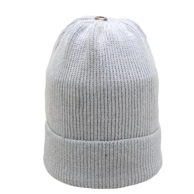 hat gray Women Beanies Raccoon Fur Pom Poms Wool Hat Beanie Knitted Skullies Fashion Caps Ladies Knit Cap Winter Hats For Women - Цвет: hat gray
