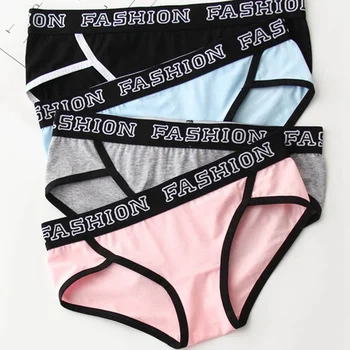 

M~3XL Plus Size Sport Underwear Women Ladies Panties Lingerie Grils Striped Broad Sides Panty Low Waist Cotton Briefs