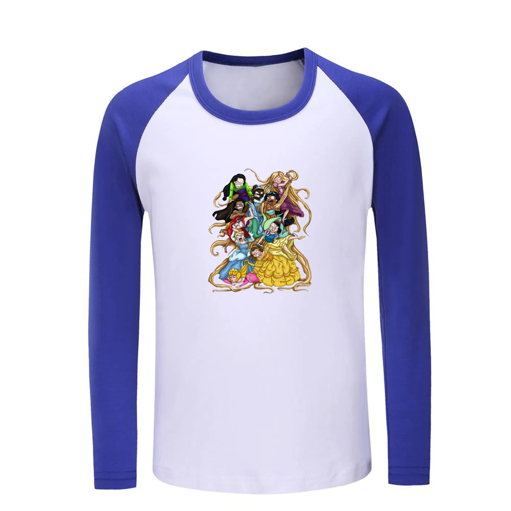 Милые детские футболки с принтом «Принцесса Ариэль Белль», «Белоснежка», детские футболки с рисунком, топы с длинными рукавами для мальчиков и девочек, рождественский подарок - Цвет: JeKCBL130C