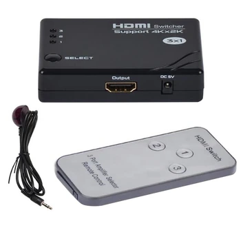 

FJGEAR 4K HDMI Switch 3 Ports Video HDMI Switcher Splitter Box Hub 3 in 1 Out with IR Remote Controller for PS4