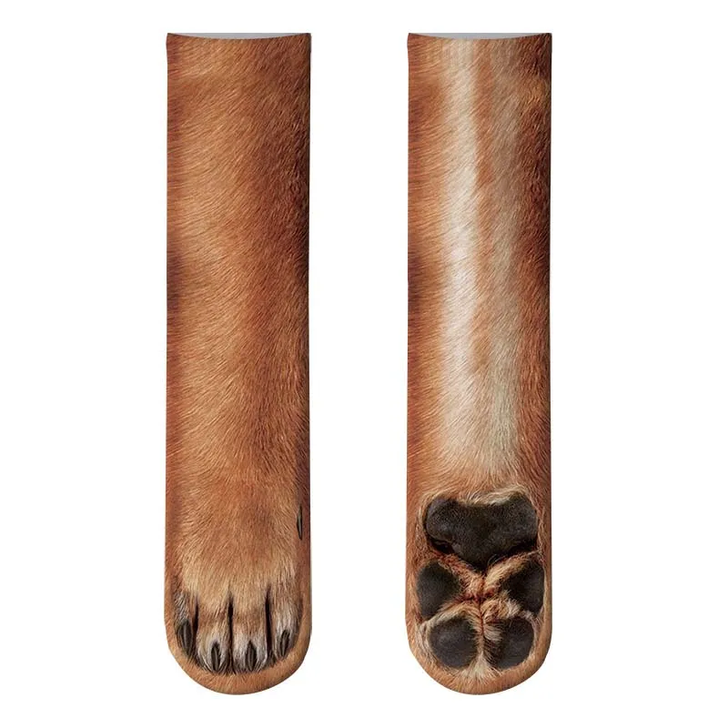 15 New 3D Print Adult Animal Paw Socks Unisex Crew Cat Long Stocks Elastic Breathable Sock Dog Horse Zebra Pig Cat Paw - Цвет: 15