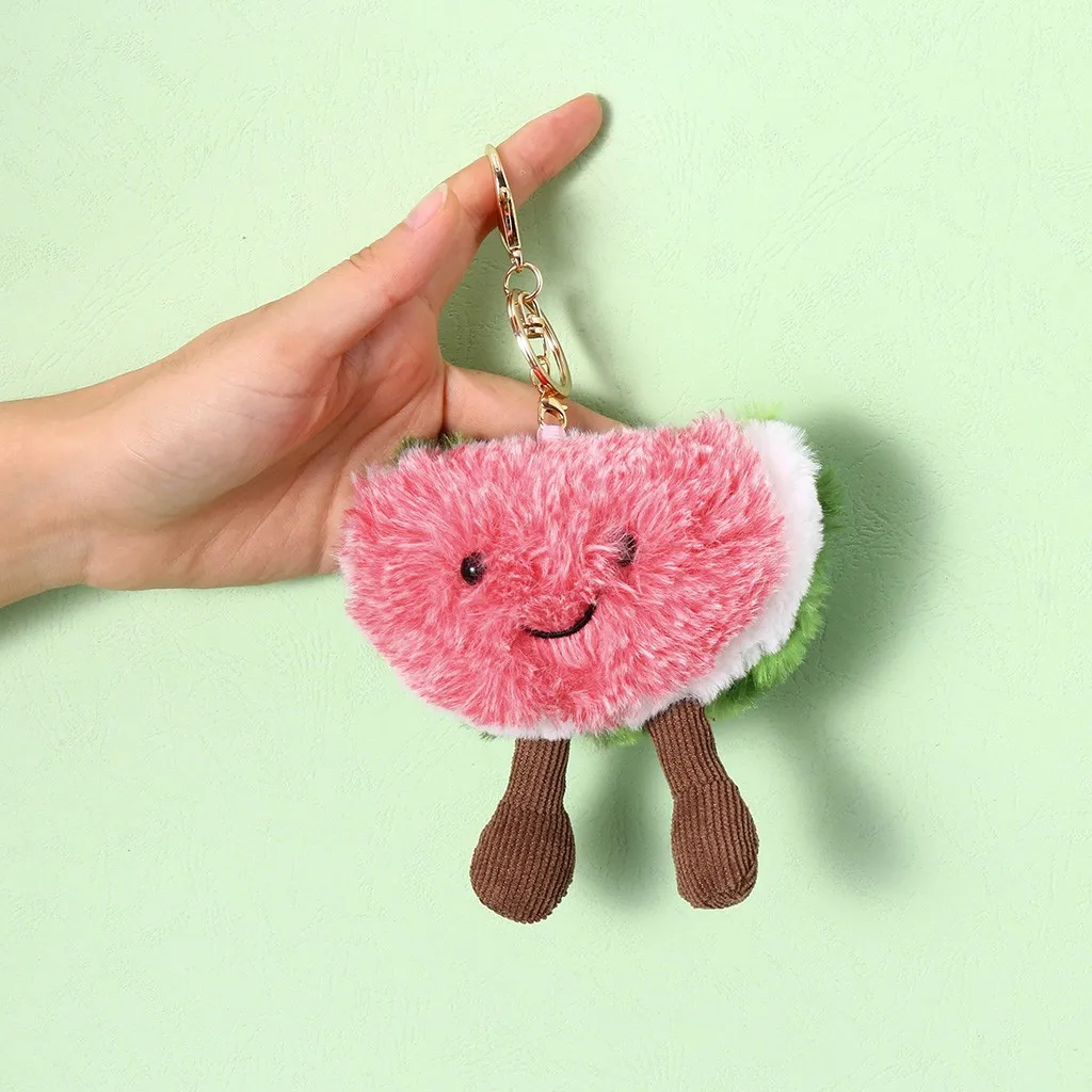 Cartoon Watermelon Plush Toys Doll Selected Fruit Plush Backpack Accessories Lovely Animal Suffed Doll keychain #A