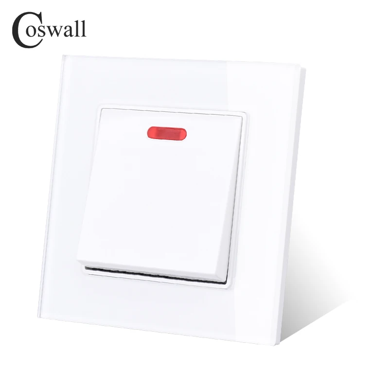 COSWALL 20A DP переключатель с неоновой хрустальной стеклянной панелью для водонагревателя вкл/выкл настенный переключатель для кондиционера