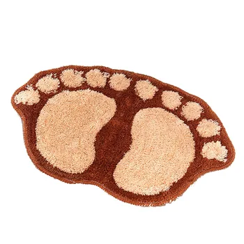 

Cute Footprints Velvet Mat Bathroom Floor Non Slip Absorbent Mat Bath Mat Rugs Soft Carpet