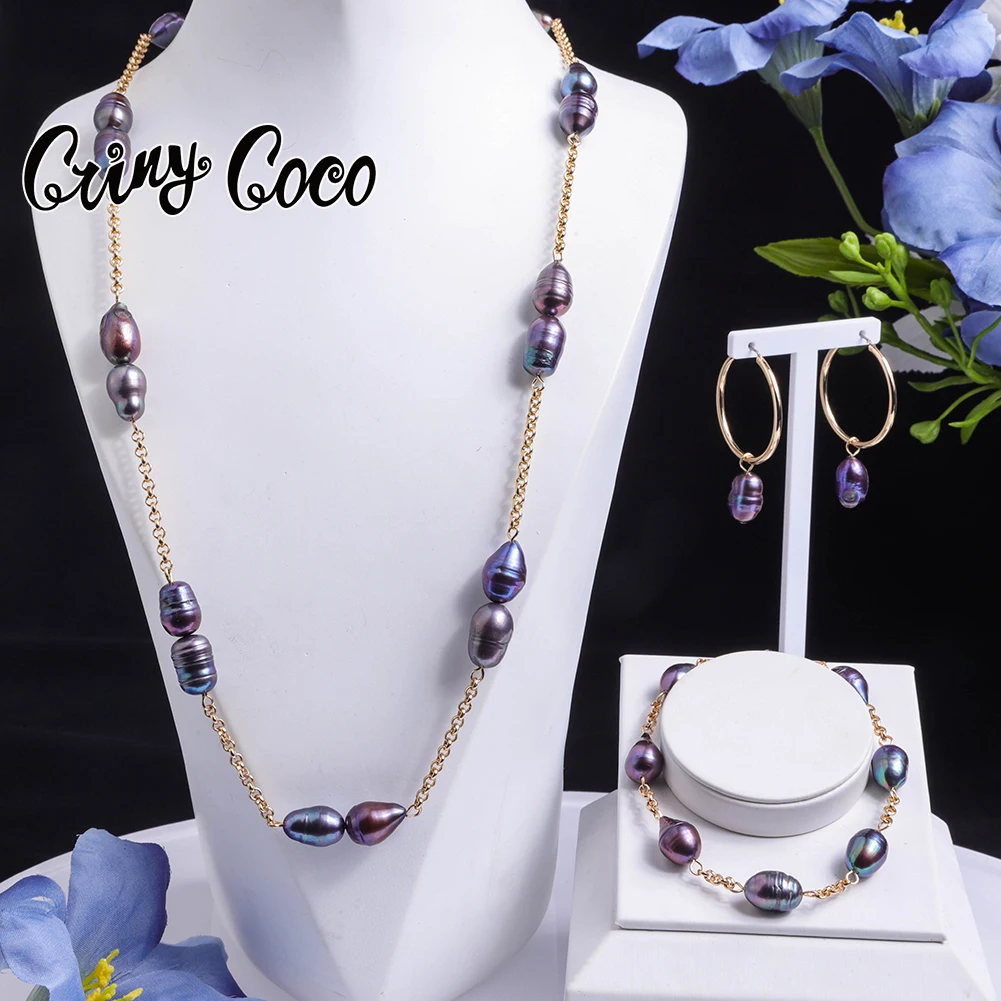 Cring Coco Pearl Jewelry Sets Hawaiian Freshwater Pearls Hoop Earrings 2024 Trend Women's Accessories Necklace Sets for Women 5 sets metal adjustable mini jewelry price cube tag digital number price label tag price display stand