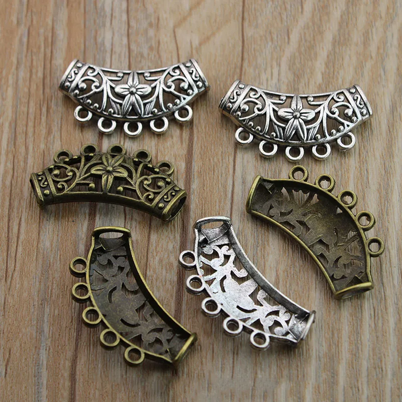 

10pcs 38x17mm Hollow Flower Charm Bail Beads Pendant Clip Clasp Connectors for Necklace Jewelry Making Accessories