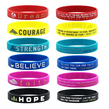 

Inspirational Colorful Bracelets With Positive Words Dream Courage Believe Hope Faith Strength Motivational Silicone Wristband