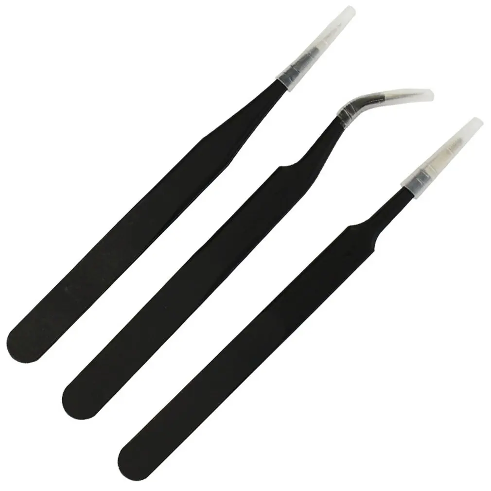 

LAOA 3 in 1 Stainless Steel Tweezers Point and Curved Shape Repair Tools Forceps Precision Soldering Tweezers Set