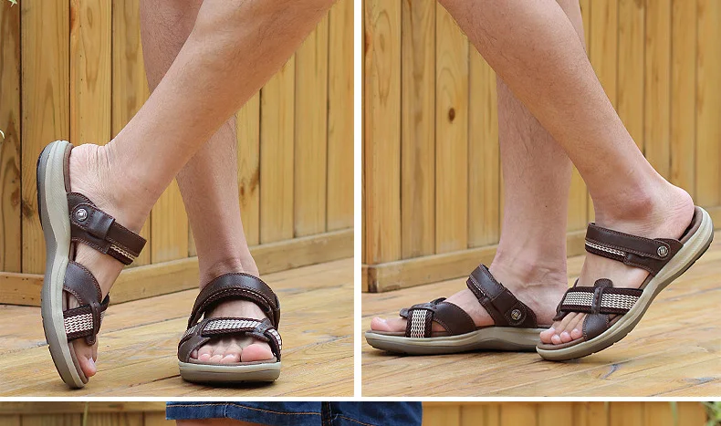 Летние повседневные мужские сандалии без шнуровки из натуральной кожи; мужские сандалии; сандалии для улицы; Sandalen Heren; треккинговые кроссовки