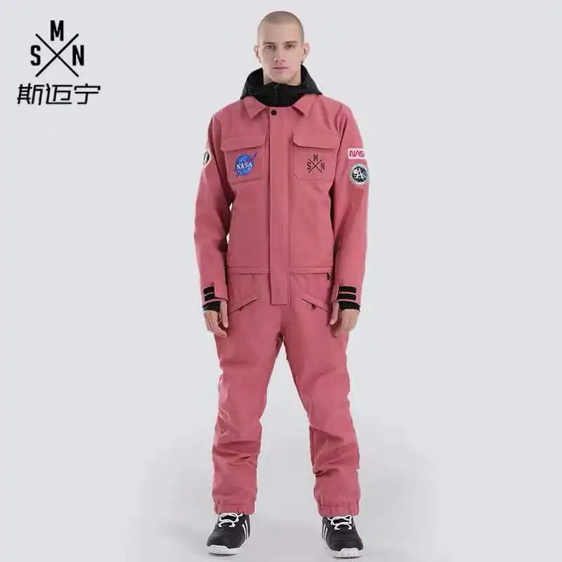 Men SMN, цельный женский лыжный костюм, мужской костюм для сноуборда, зимняя одежда, Супер теплая, унисекс, для взрослых, ветрозащитная, водонепроницаемая, уличная спортивная одежда - Цвет: Men