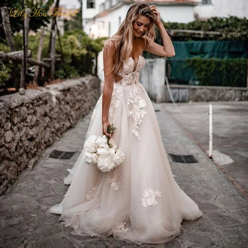 

2020 Vintage Wedding Dresses Sweetheart Sleeveless Lace Appliques Tulle A Line Bridal Gowns for Brides