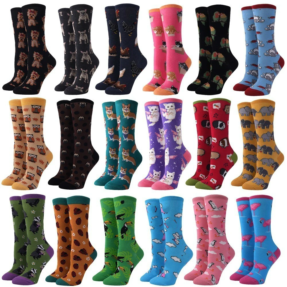 

Peonfly Cotton Funny Cute Women Socks Hosiery Animal Print Originality Elephant Cat Dog Pig Parrot Owl Kawaii Harajuku Cartoon