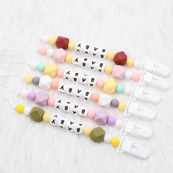 

silica gel personalized pacifier clips chain fixator for nipple baby dummy clip customized 25cm letters pacifier holder