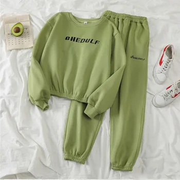 

Autumn Pullover Hooded+Elastic Waist Jogger Pants 2 Piece Sets Women Fashion Sweatshirt Suits Female Streetwear Tracksuit 2 Pcs