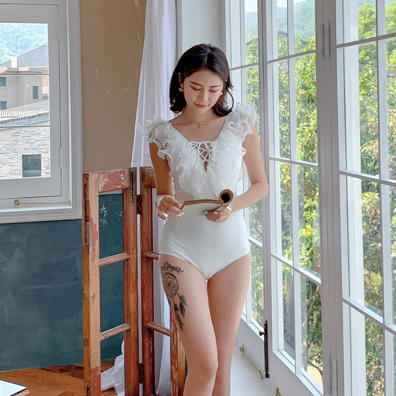 

One Piece Swimsuit Swimwear Women 2019 Bikini Lady's Swim Wear Woman Fused Female Popular Logo Sexy Joker Hide Solid Polyester