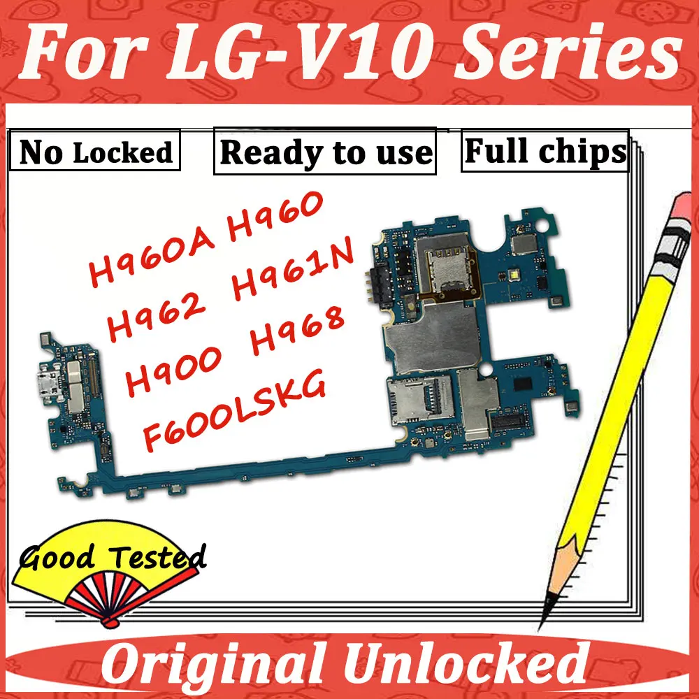 Для LG V10 H960A H960 H900 VS990 F600LSK H962 H961N H968 оригинальная материнская плата разблокированная материнская плата разблокировать основной логика материнская плата печатная плата