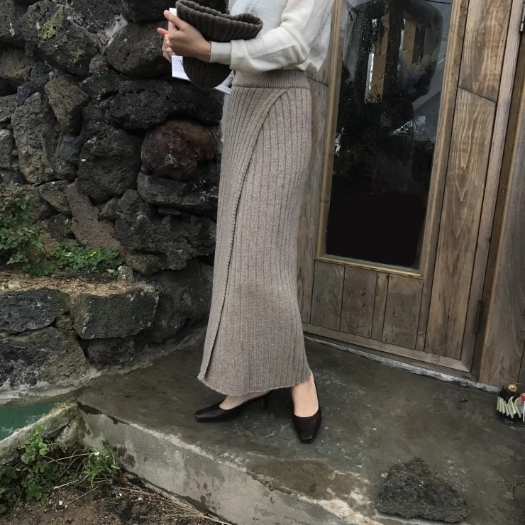 RICININA, вязаная женская юбка, зима, раздельная, сплошная, макси, для женщин, s, юбки, длинная, в ретро стиле, юбка для женщин, на каждый день, Jupe Femme Longue