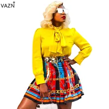 VAZN Летняя женская повседневная разноцветная плиссированная юбка-стильная мини-юбка с принтом и юбка с поясом OD8252