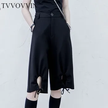 

loose High Waist Drawstring Bandage Women Clothes 2020 Spring New Fashion Pocket Flat Black Wide Leg Pants Loose P057