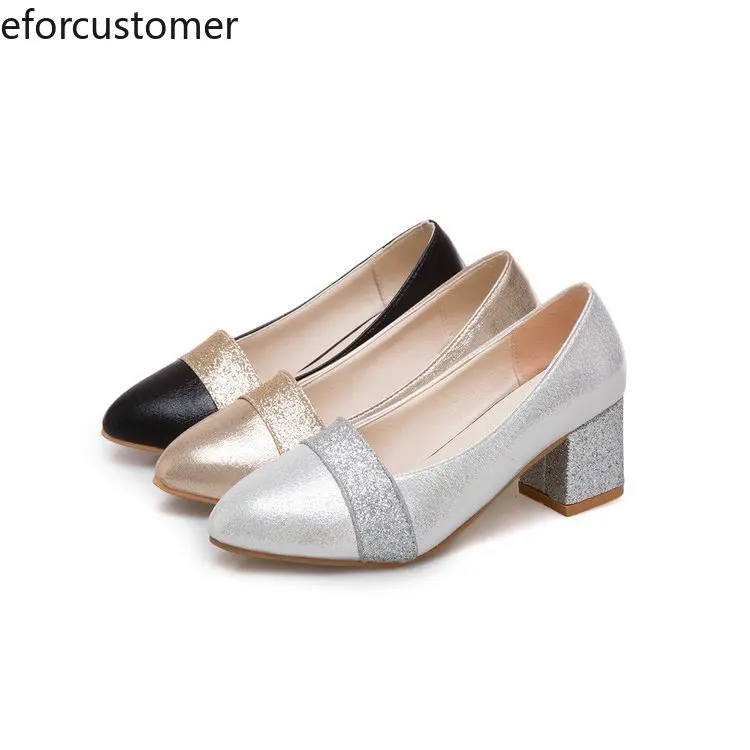 

Womens Heeled Sandals Block Chunky Round Toe Slip on Sweet Style Square Sequins Pointed Toe Fashion Elegant Dress Party Banquet