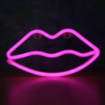 

LED PVC Neon Lip Shaped Night Lights Eco-Friendly High Transmittance Battery Powered Lights for Decoration Party Festival