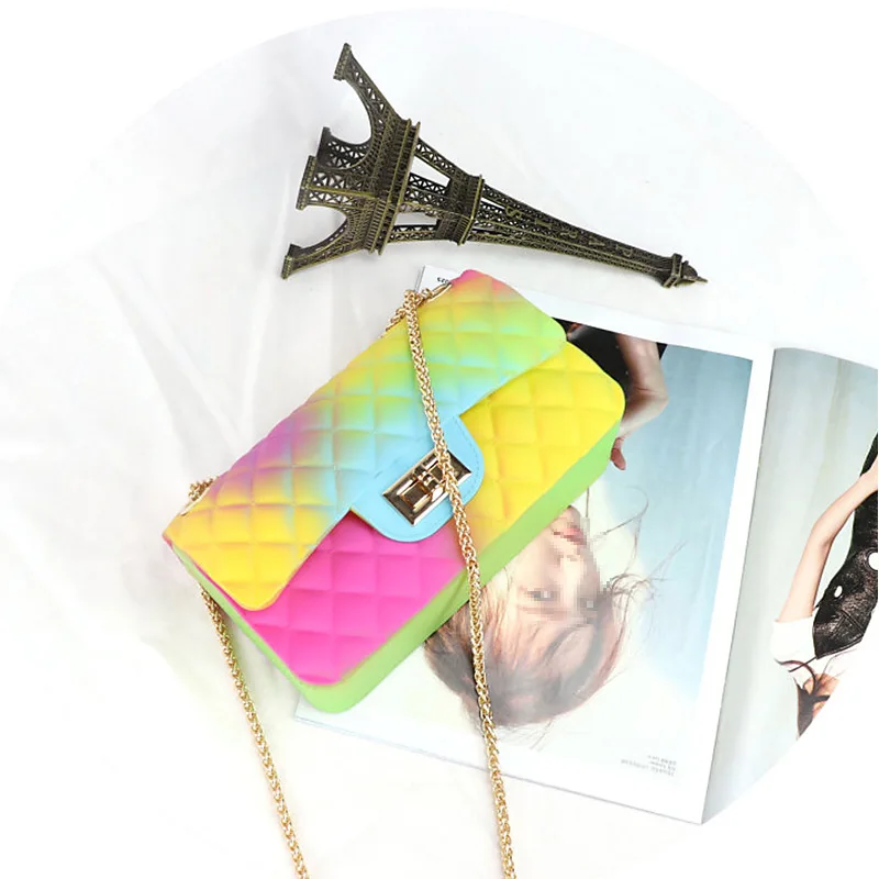Красочные женские ПВХ желейные сумки на одно плечо, модная сумка-мессенджер с застежкой, женская сумка через плечо, Маленькая женская сумка для путешествий