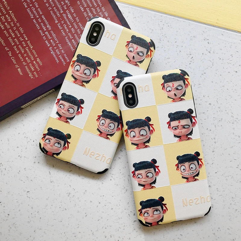 

Newest Cute Cartoon Nezha Emboss Silicone Soft Phone Case For iPhone X XS Max XR 8 7 6 6s Plus Matte TPU Cover Cases Shell Funda