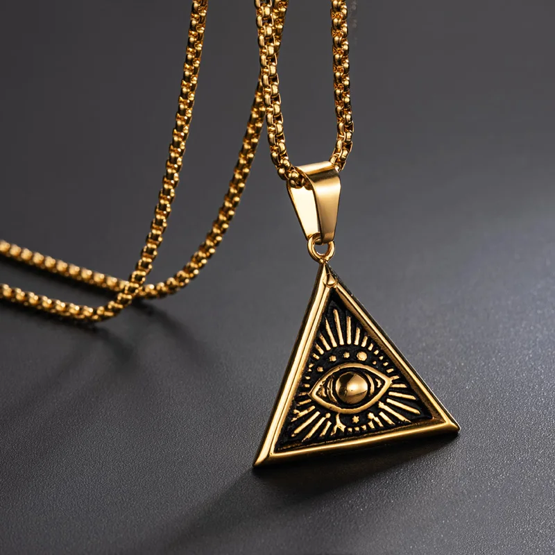 Valily египетская Пирамида кулон ожерелье из нержавеющей стали Всевидящее ожерелье сглаза геометрическое колье с кулонами треугольной формы ювелирные изделия
