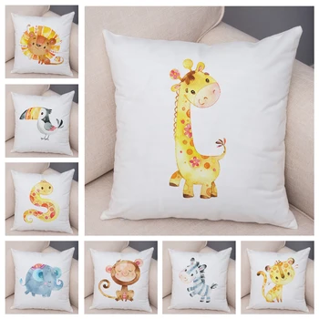 

Nordic Lovely Lion Giraffe Fox Monkey Pillow Case Soft Plush Decor Cute Cartoon Animal Cushion Cover for Sofa Pillowcase 45x45cm