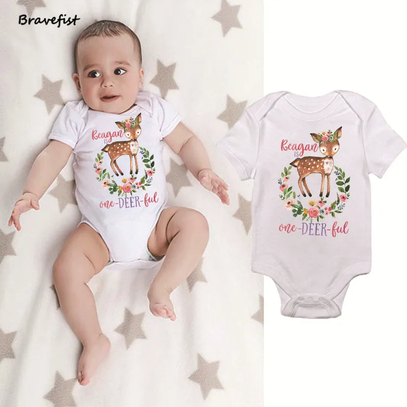 Cartoon Deer Print Newborn Baby Outfits Costume Romper 024months Kids