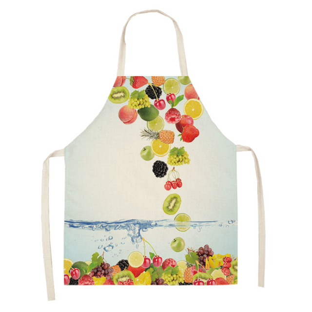 Fruit Pattern Linen Hand Wipe Sleeveless Waist Apron Home Decor Kitchen Baking Cleaning Tool Anti-stain Dining Workwear